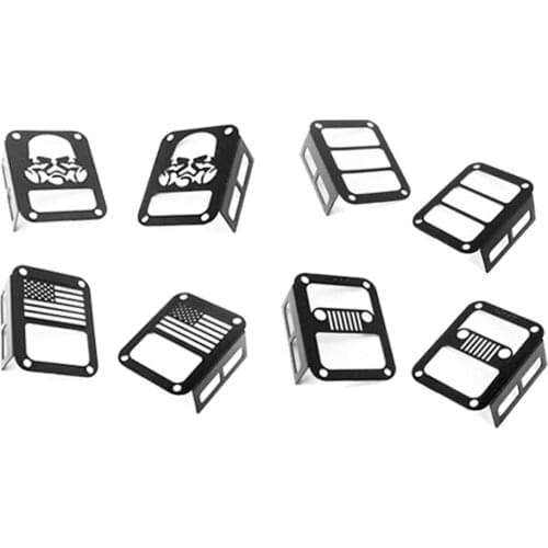 2pcs rc car metal taillight hood grille assembly for 1/10 scale axial scx10 II jeep ax90027/90035 JK remote control toy truck