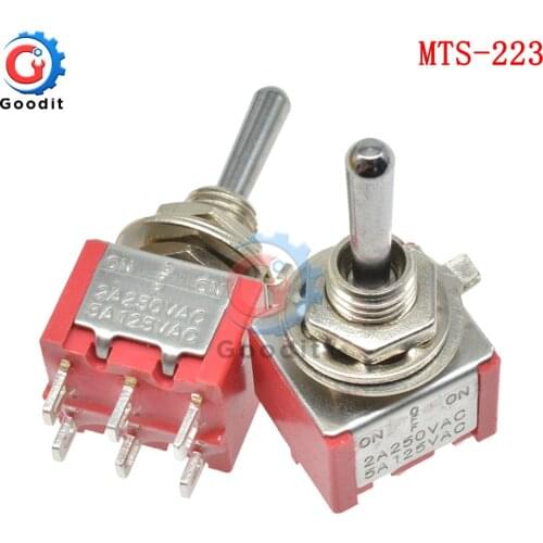 5pcs Mini 3 Positions 6Pin Toggle Switch MTS-223 Dual Reset Power Switch Automatic Return Toggle Switch AC 250V 2A/ AC 5A 120V