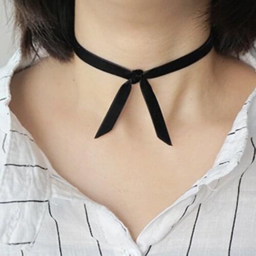 Fashion Cute Girls Korea Style Harajuku Black Bowknot Velvet Choker Necklaces Women Gothic Necklace Female Party Jewelry Gift
