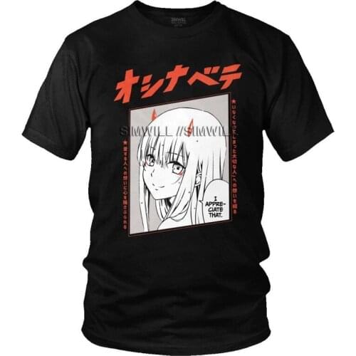 Mens Cute Darling In The Franxx T-Shirt Fashion Kawaii Zero Two Manga Tshirt Short Sleeve Cool T Shirt Cotton Tee Tops Merch