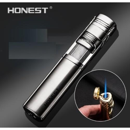 Honest new personalized inflatable cigarette lighter straight metal blue flame