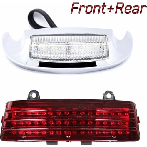 Front&Rear Tri-Bar LED Tail Brake Fender Tip Light For Harley Street Glide Road FLHX FLTR 2014-2018