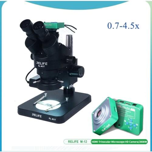 Stereophonic microscope 0.7-4.5x of the continuous tinnitus of trinocular reife with camera for the RL-M3 electronic device of