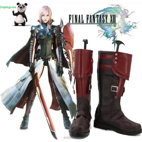 Lightning Returns: Final Fantasy XIII FF13 Lightning Brown Cosplay Shoes Long Boots Leather CosplayLove For Halloween Christmas