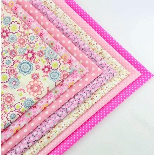 Cuted Small Dots and Floral Pattern Plain100% Cotton Fabric Cuted Pink Color for Desk Decoration Patchwork and DIY Home Textile
