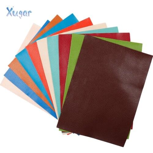 Xugar 22*30cm Plain coloured Litchi Faux Artificial Synthetic Leather Fabric For Bows Sewing DIY Bags Shoes Hnadmade Material