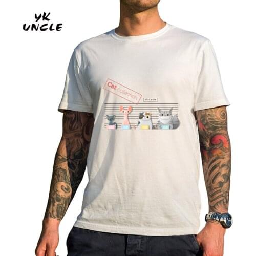 YK UNCLE Brand Cat Offense Take Photo Funny Printed Man T shirt White XXXL Men T-shirt Cotton O-neck Short-Sleeved Mens T shirts
