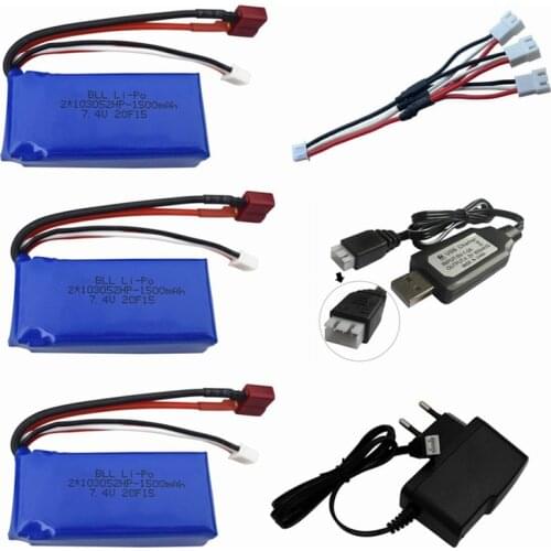7,4 V 1500mAh + 7,4 v battery charger for A949 A959-B A969-B A979-B K929-B remote Control car 2s LiPo battery for Wltoys car