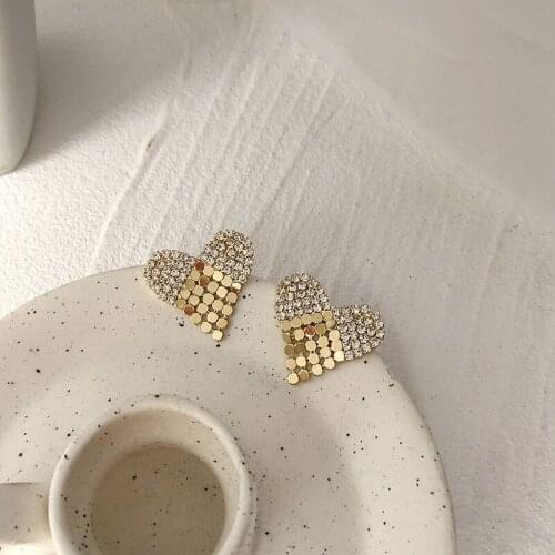 Stud Earrings for Women Light Luxury Fashion Crystal Love Earrings Elegant Charm Heart Earrings Jewelry Accessories Wholesale
