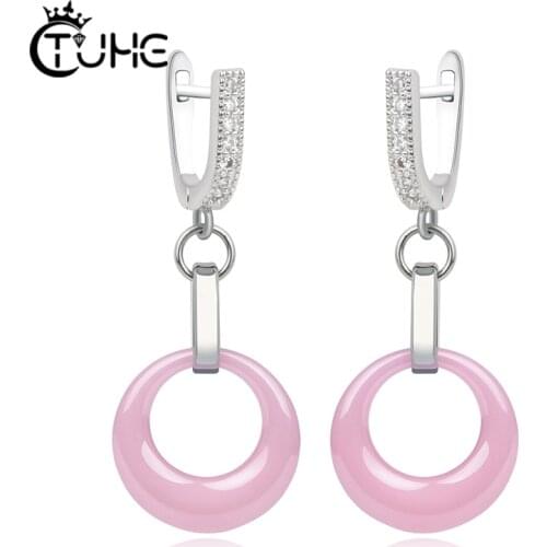 Ceramic Crystal Women Earrings Long Earrings Fashion Stud Earrings Charming Fashion Jewelry