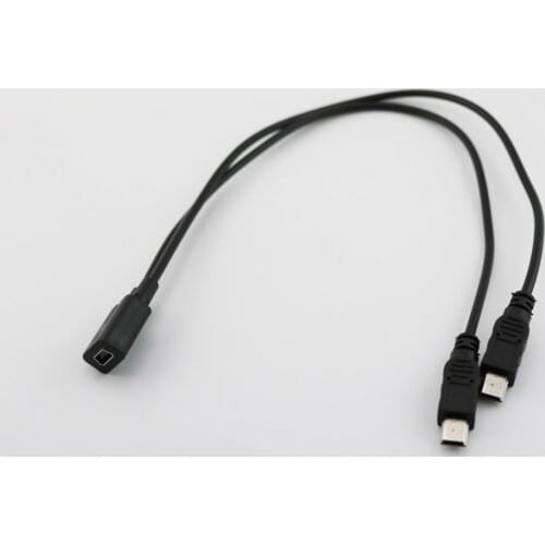1pcs Mini USB 2.0 Female To Dual 2x Male Splitter Y Extension Charger Adapter Cable Cord 30cm