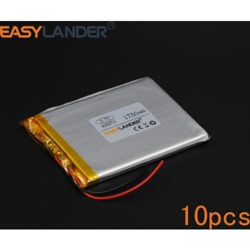 10pcs/Lot 3.7V 1750mAh 435573 Polymer Li-ion Battery For mobile electronic part DIY Oticon Streamer safety lamp Flash lighting
