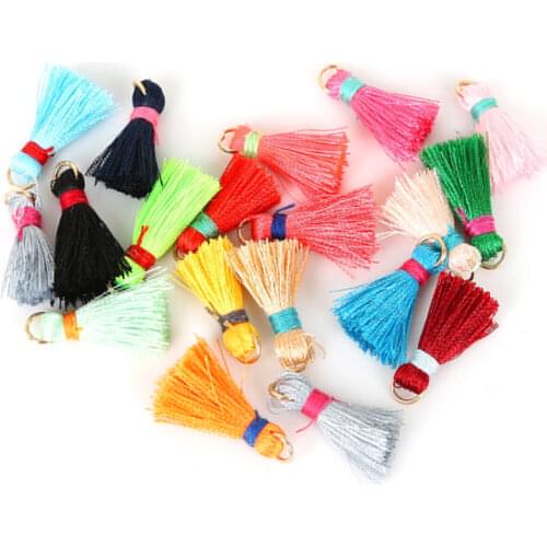 New Fashion 20mmx5mm 20pcs Silk Tassel Mini DIY Colorful Strings for Keychain Phone Strap DIY Pendant Tassel With Hood