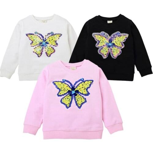 2021 Sweatshirt Children Sweatshirt Toddler Boys Girls Sweater Boys Fashion Butterfly Print Pullover Outfit Clothes