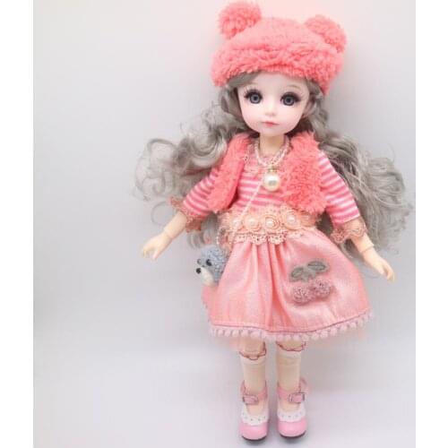 30cm Movable Jointed Dolls Toys BJD SD dolls plastic doll selling with dress,wigs,shoes