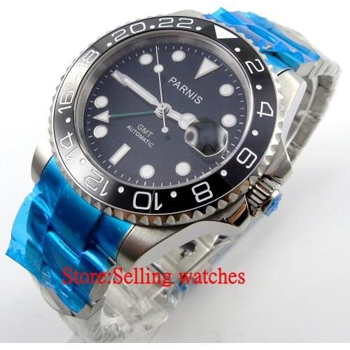 40mm Parnis luminous Sapphire glass Ceramic bezel GMT automatic mens watch