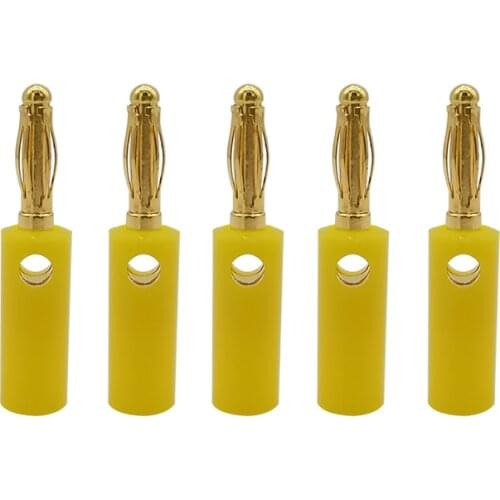 Yellow 4mm Banana Plug Audio Speaker Connector Screw Banana Male Plugs Wire Cable Adapter 5/10/20Pcs