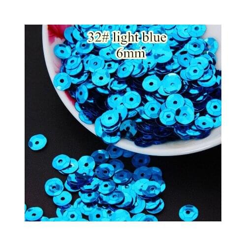 50g 6mm Cup Round Sequin Paillettes Sewing Decoration Artesanatos Acessorios 32# Light Blue