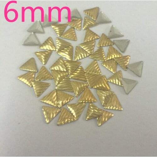 50pcs 6mm Hotfix Studs Cutting Triangles Gold Hotfix Nailheads Hot Fix Rhinestone DIY Spikes Flatback For Hot Transfer