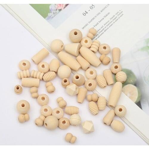 50LB 100g Assorted Natural Wooden Beads Unfinished Loose Spacer Bead for Crafts Bracelet Necklace Jewelry Making DIY Supplies