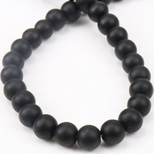 Natural Stone Beads 4-12mm Round Matte Wholesale Black Beads Dull Polish Onyx Carnelian Black Stone Beads for jewelry making