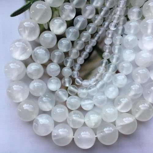 Genuine Selenite Beads, White Gem stone Beads,4mm 6mm 8mm 10mm 12mm Round Loose Beads 15.5" full strand