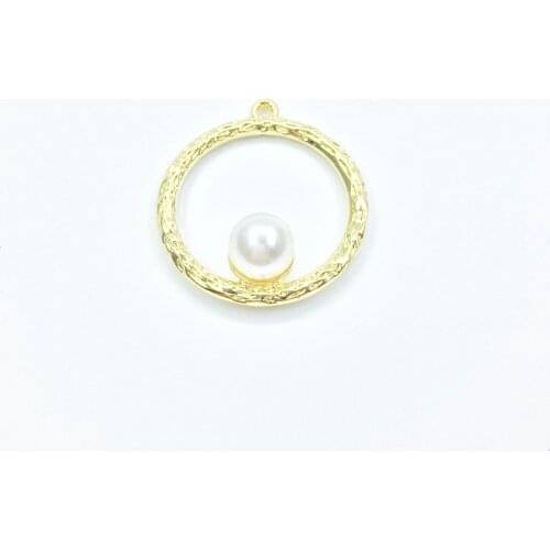 Eruifa 10pcs 26mm Nice Pearl Zinc Alloy Charms Pendant necklace,earring jewelry DIY handmade Gold