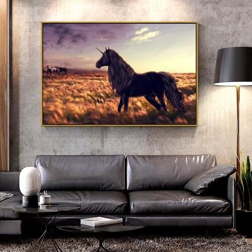 Forbeauty Oil Canvas Painting horse_unicorn_golf_art_grass_wind For Home Decoration Wall Art