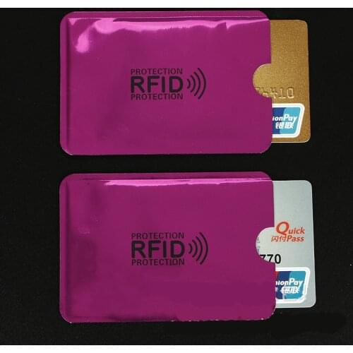 10 pcs Rose Red Anti-Scan Card Sleeve Credit RFID Card Protector Anti-magnetic Aluminum Foil Portable Bank Card Holder