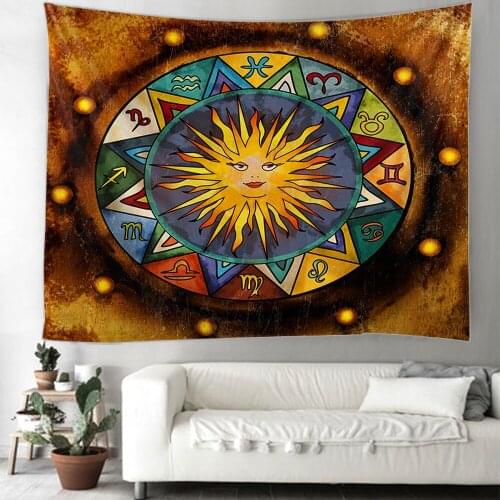 Sun Indian Mandala Tapestry Wall Hanging Boho Decor Macrame Hippie Witchcraft Tarot Tapestry Wall Fabric Large Tapestries