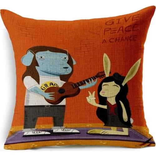 Hot Sale Pillow Covers Creative Design Cartoon Animal Band Pattern New 45X45CM Linen Pillow Cover\Home Decorative Linen Cushion