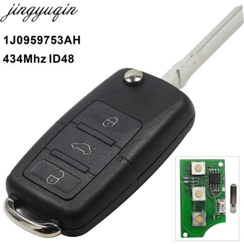 Jingyuqin 5pcs Car Remote Key for 1J0959753AH 5FA008399-10 for VW/VolksWagen Passat Bora Polo Golf Beetle Blank ID48 Chip