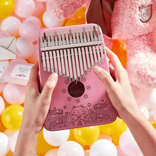Kalimba 17 Key Mahogany Thumb Piano mbira musical machine Instrument Africa finger piano 21 key instrumento pink