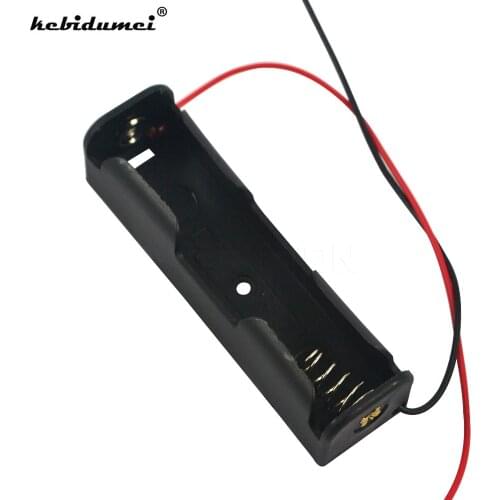 Kebidumei High Quality 5 Pcs Small Plastic 1 x 18650 Battery 3.7V Clip Storage Holder Box Case Black With Wire Lead