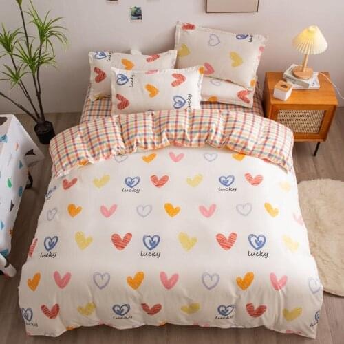 Fashion Heart Love Print Style 3/4pcs Bedding Sets Cute Kids Adult Bed Linings Duvet Cover Bed Sheet Pillowcase Home Textile
