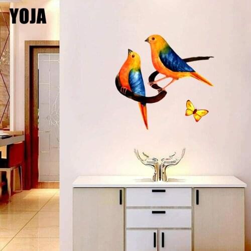 YOJA 52×50.3CM Cute Colorful Bird Butterfly Cartoon Wall Stickers Home Room Decoration Accessories 8WS0347