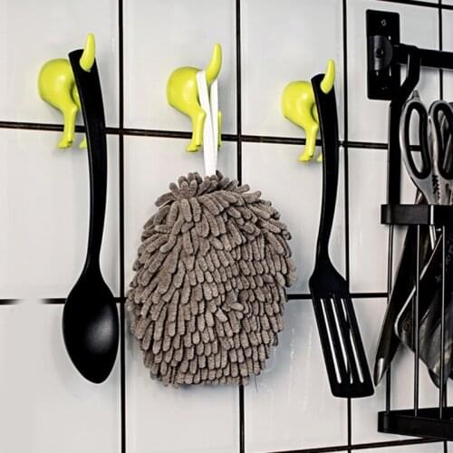 4Pcs Nordic Style Cute Plastic Dog Tail Hooks with Screws Adhesive Tape Wall Mounted Key Hanger Hat Coat Wall Hook Home