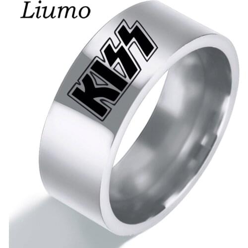 Liumo Punk Style Black Kiss Trendy Women Men 316L Stainless Steel Fashion Couple Ring Lr770