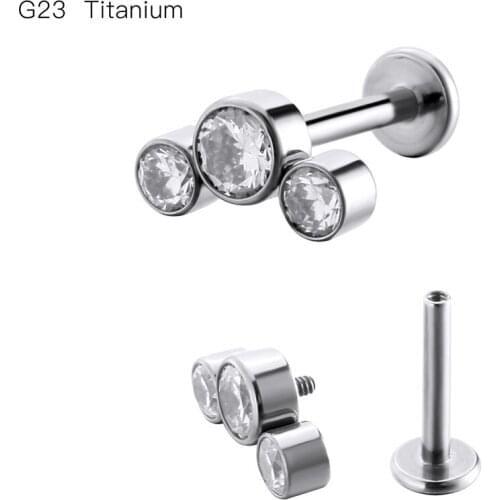 LOT10pcs Body Jewelry -16GX8/10MM G23 Titanium Clear Gems Lip Labret Ring Bar Lip Piercing Ear Helix Bar Piercing Jewelry