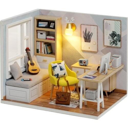 Doll House Furniture Diy Miniature 3D Wooden Miniaturas Dollhouse Toys for Children Birthday Gifts QT07