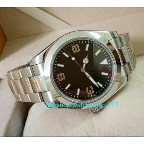 40mm PARNIS Black dial sapphire glass Asian Automatic Self-Wind Mechanical movement mens watch Mechanical watches g56