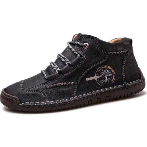 2021 Autumn And Winter New Mens High-Top Middle-Top Boots Leather Boots Retro Hand-Stitched Leather Shoes Large Size48 ，5 color