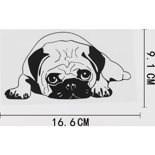 16.6CMX9.1CM Pug Silhouette Dog Dutch Pet Decal Vinyl Car Sticker Black/Silver 8A-0628
