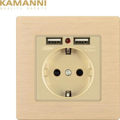 KAMANNI Wall Charger Charging 2A Wall Charger EU-Plug Dual With USB Port Socket Adapter Electrical Sockets 220V