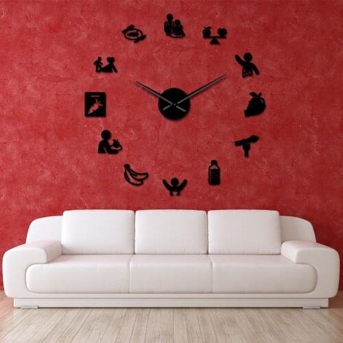 Nutrition Care Healthy Eating Nutritionist Wall Art Hanging Wall Clock DIY Mirror Stickers Kitchen Dinning Room Mute Wall Watch