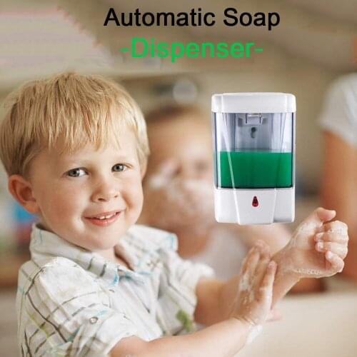 Soap Dispenser 700ml Capacity Battery Wall-Mount Dispenser Automatic IR Sensor Touch-free Soap Lotion Pump for Kitchen Bathroom