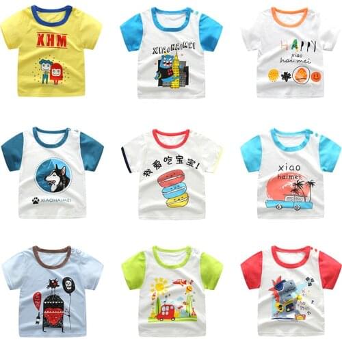 New childrens short-sleeved T-shirt pure cotton girl cartoon half-sleeved baseshirt kid T-shirt summer suit
