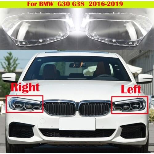 Car Front Glass Caps For BMW 5 Series G30 G38 2016-2019 Auto Headlight Cover Lampshade Lamp Shell Lens Case 525i 530i 535i 540i