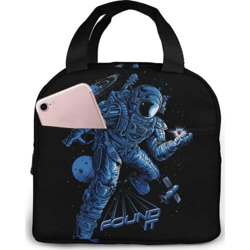 Astronaut Art Canvas Portable Cooler Lunch Bag Fashion Thermal Insulated Food Bags Food Picnic Lunch Box Bag for Men Women Kids