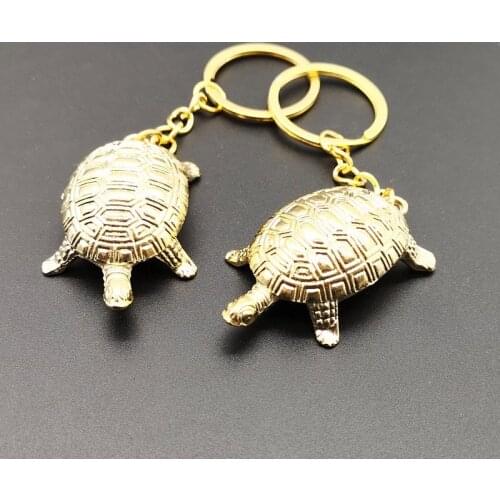 Lucky Small Golden Turtle Key Chain Golden Tortoise Key Rings Car Keychain Bag Pendant H9